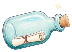 A bottle floating in the sea